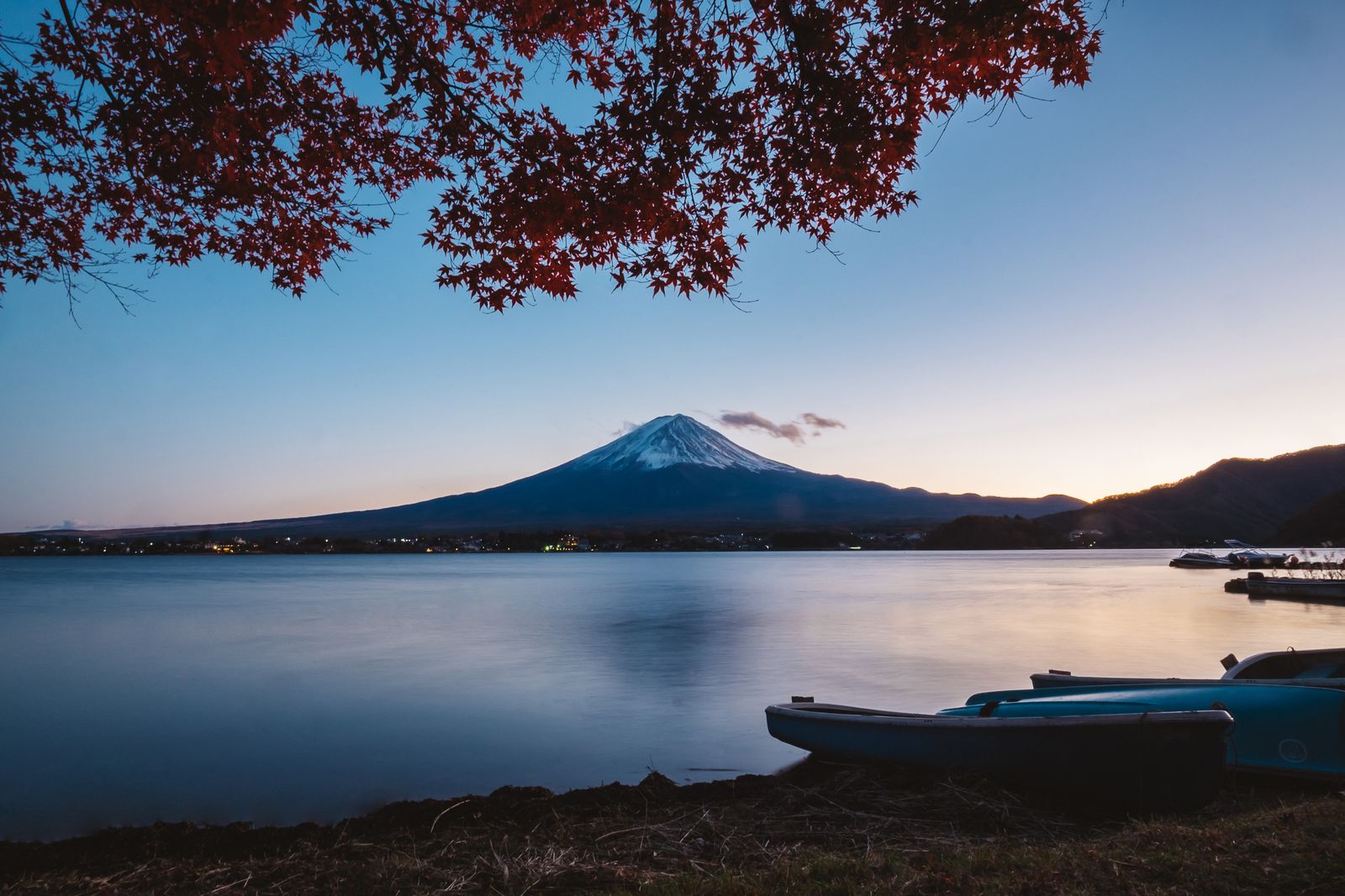 Mount Fuji reflected in a lake