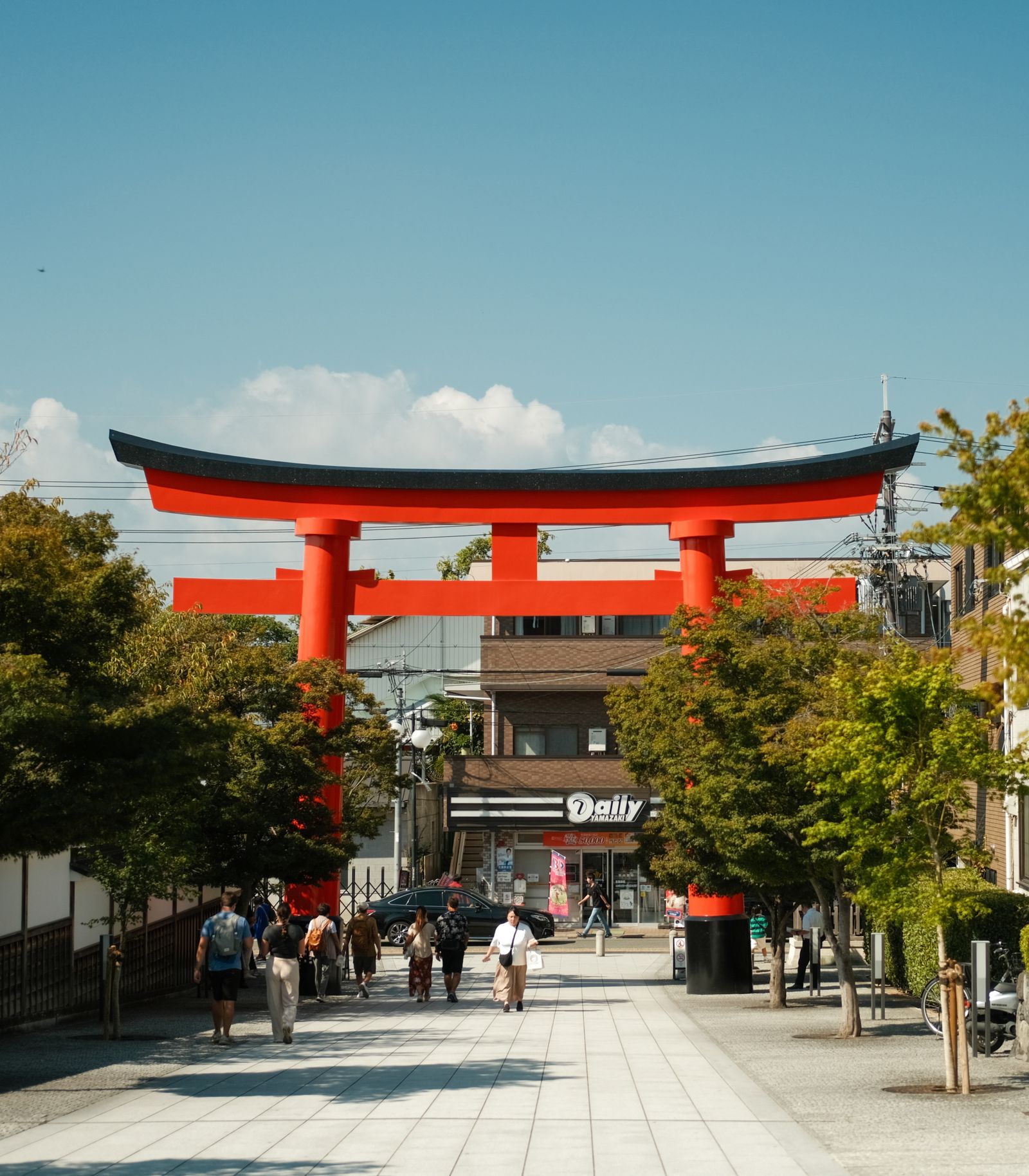 Torii gate on a street in Japan